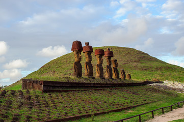 Statues on Isla de Pascua. Rapa Nui. Easter Island