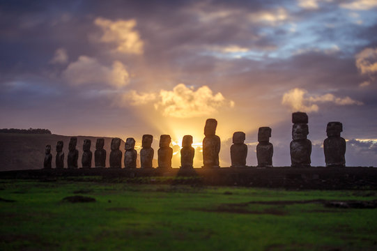 Dawn on Isla de Pascua. Rapa Nui. Easter Island