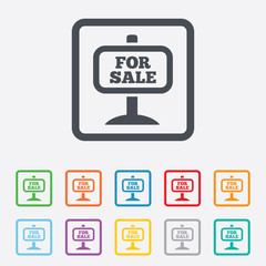 Fototapeta premium For sale sign icon. Real estate selling.