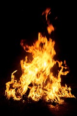Fire burning in the night
