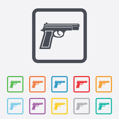 Gun sign icon. Firearms weapon symbol.