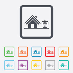 Home sign icon. House for sale. Broker symbol.