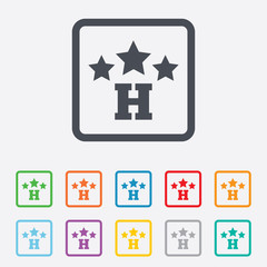 Three star Hotel sign icon. Rest place.