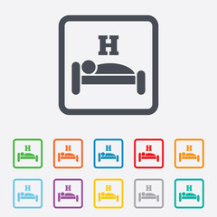 Hotel sign icon. Rest place. Sleeper symbol.