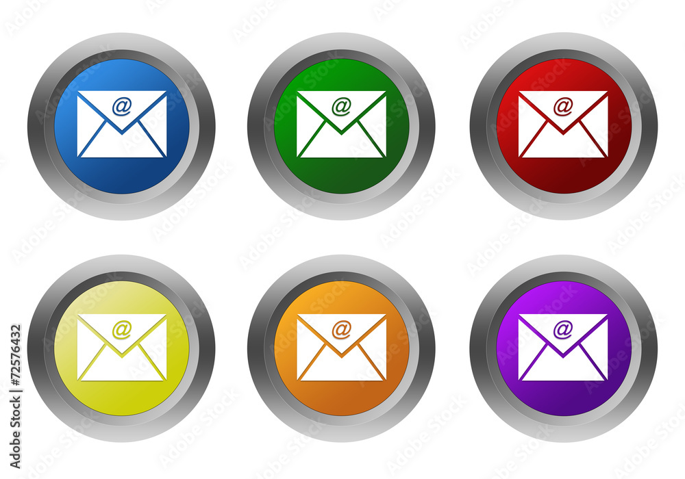 Aufkleber set of rounded colorful buttons with email symbol