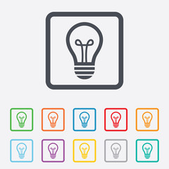 Light lamp sign icon. Idea symbol.