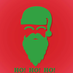 GreenSanta Claus head on a red background.