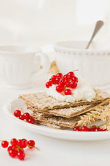 dried bread with cottage cheese
