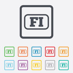 Finnish language sign icon. FI translation.