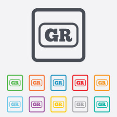 Greek language sign icon. GR Greece translation