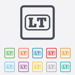 Lithuanian language sign icon. LT translation