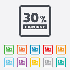 30 percent discount sign icon. Sale symbol.