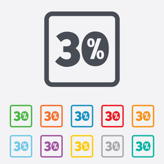 30 percent discount sign icon. Sale symbol.