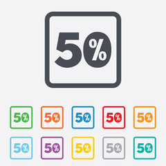 50 percent discount sign icon. Sale symbol.