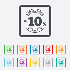 10 percent discount sign icon. Sale symbol.