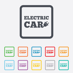 Electric car sign icon. Electric vehicle symbol