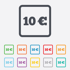 10 Euro sign icon. EUR currency symbol.