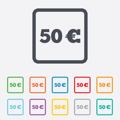 50 Euro sign icon. EUR currency symbol.