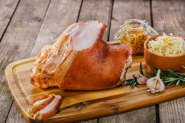 Baked pork shank with sauerkraut
