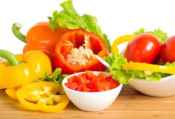 Ripe  bell peppers and tomato