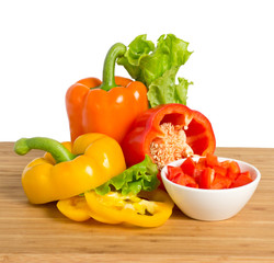 Ripe  bell peppers and  lettuce