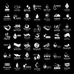 Water And Drop Icons Set - Isolated On Black Background