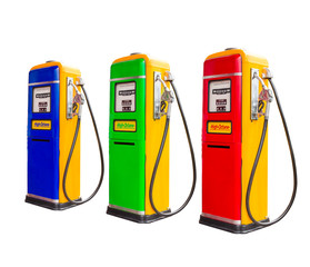 vintage gasoline fuel pump dispenser isolated with clipping path