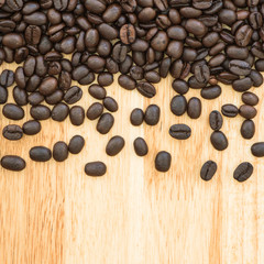 Coffee bean on plank