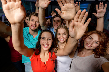 smiling women dancing in club