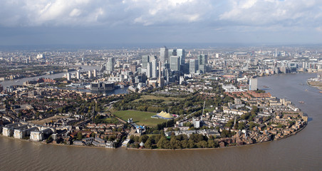 london docklands skyline view from above