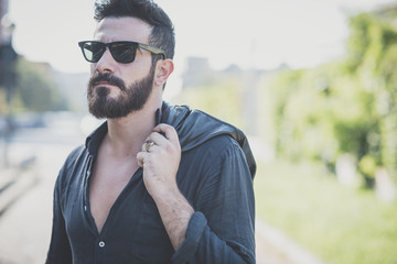 young handsome attractive bearded model man