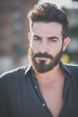 Fototapeta premium young handsome attractive bearded model man