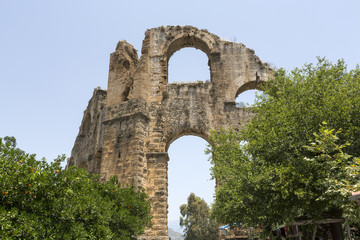 Naklejka premium part of ancient aqueduct in Aspendos, Turkey