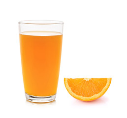 fresh orange fruits and juice isolated on white