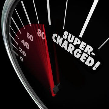 Supercharged Word Speedometer Power Boost Faster Increase