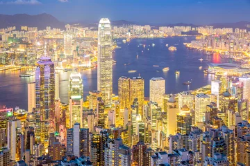 Foto op Plexiglas Hong-Kong Aerial Hong Kong Skyline