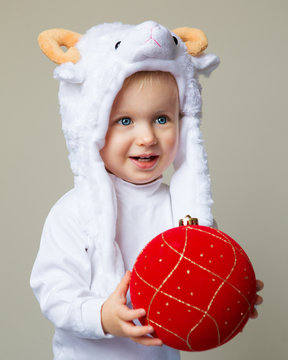 Baby in sheep hat New Year 2015