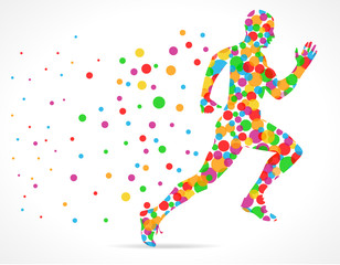 Fototapeta na wymiar Running man with color circles, sports man running