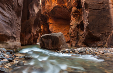 Beautiful The Narrows landscape in  Zion national park, Utah