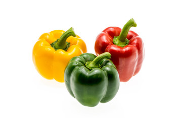 set of tree peppers red green yellow