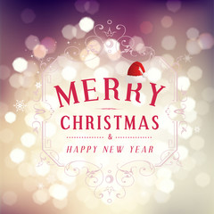 Merry Christmas and Happy New Year greeting card festive