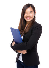 Business woman with clipboard