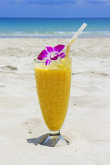 Refreshing cocktail on tropical beach