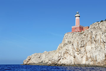Fototapeta na wymiar Punta Carena lighthouse on the island of Capri, Italy