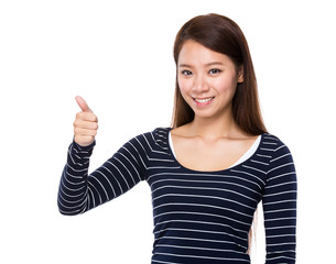 Woman hand with thumb up