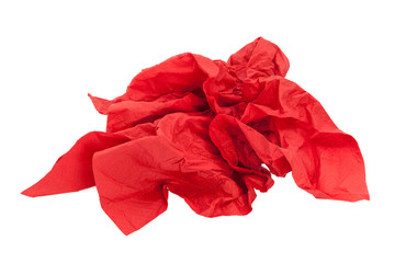 Crumpled red napkin paper