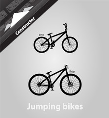 Jumping bikes.