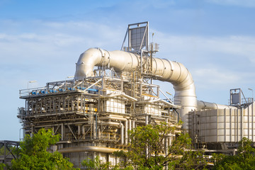 Oil refinery plant and industrial factory building construction from engineering technology and...