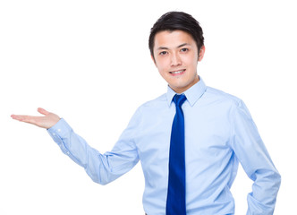 Businessman with hand show with blank sign