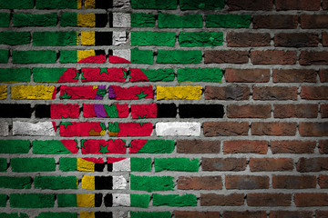 Brick wall texture with flag